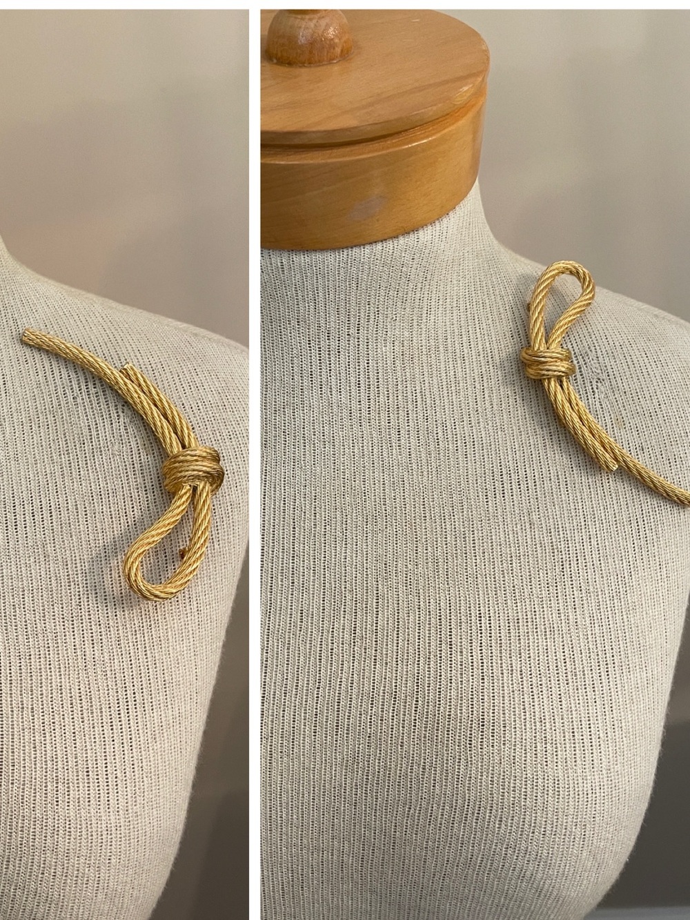 Christian Dior Vintage Knotted Rope Brooch - Gold-tone Metal - Picture 15 of 17
